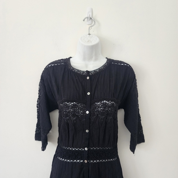 LoveShackFancy Beth Elegant Black Lace Maxi Dress Size P - Picture 7 of 16